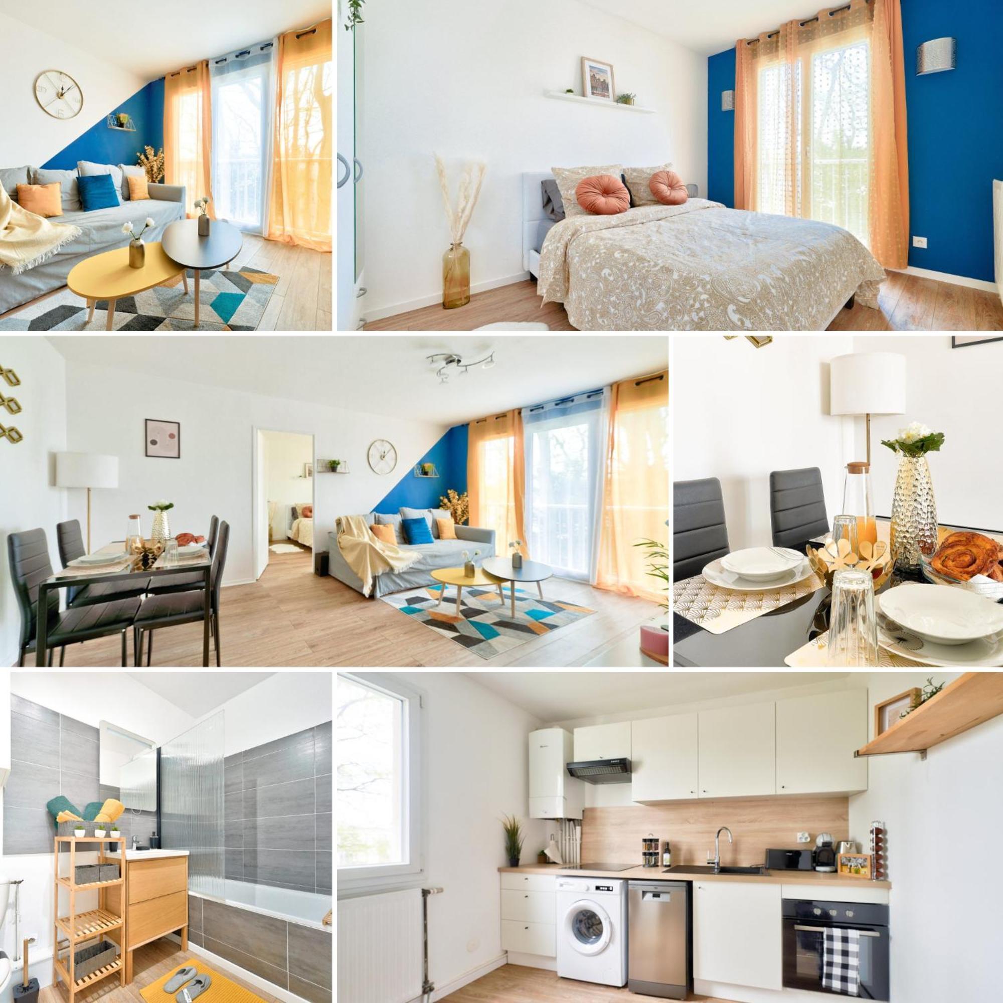 Le Cosy Yellow Lumineux A 5 Min De La Gare D'evry Avec Parking Gratuit Appartement Courcouronnes